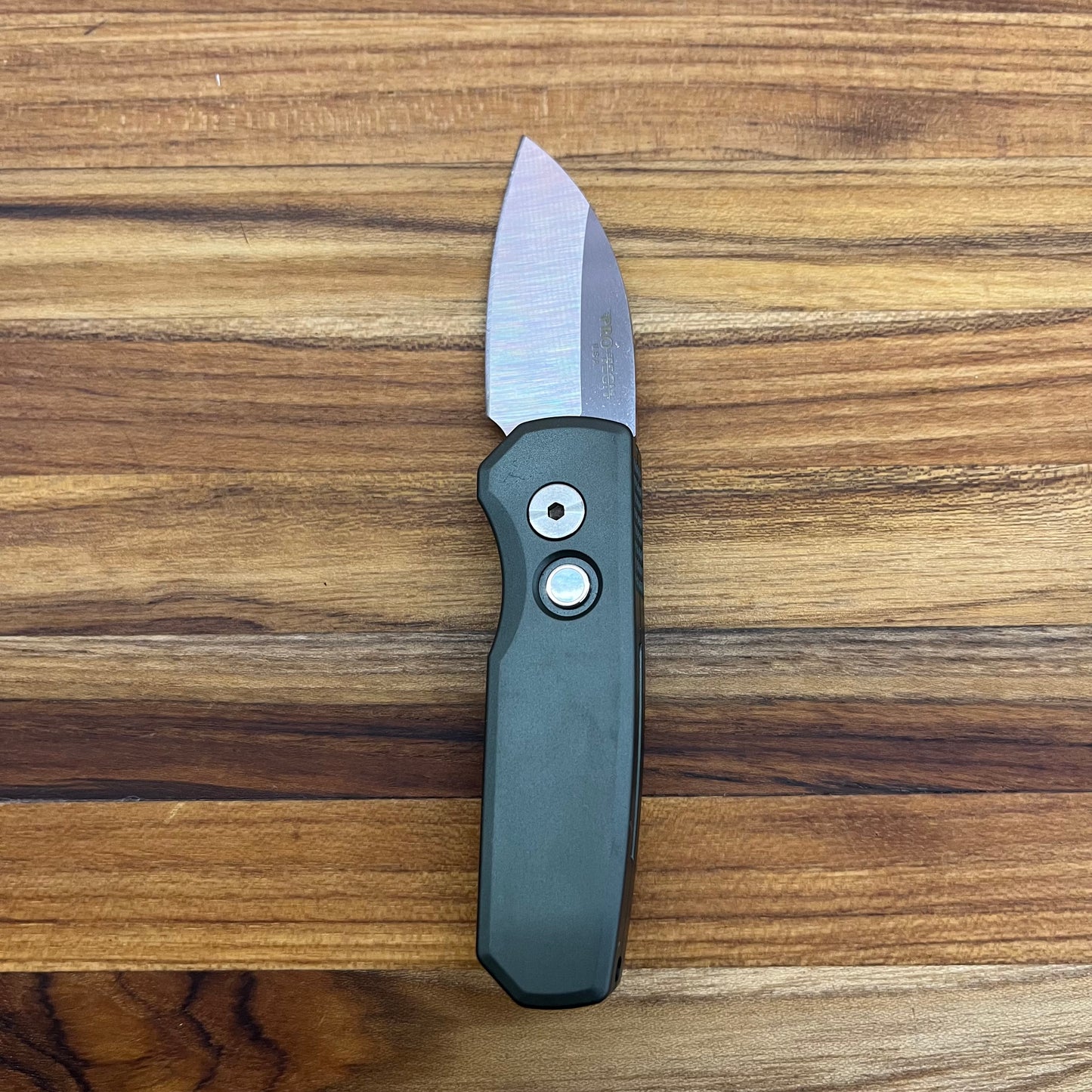 Pro-Tech Runt 5 2" Auto w/ Wharncliffe Blade & Green Aluminum Handle