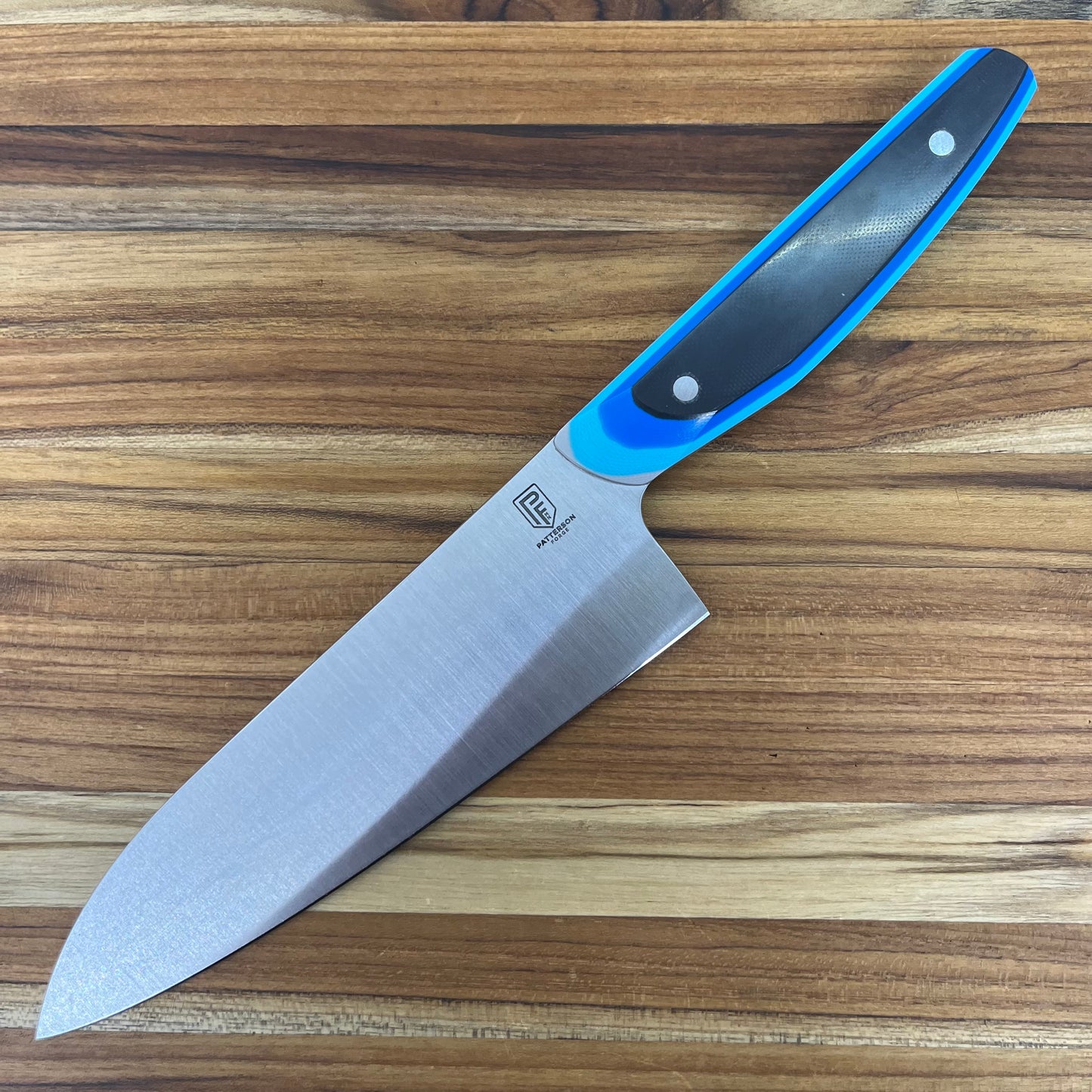 Patterson Forge Semi-Custom 165mm (6.5") Santoku w/ Retro Blue TRD G10 Handle
