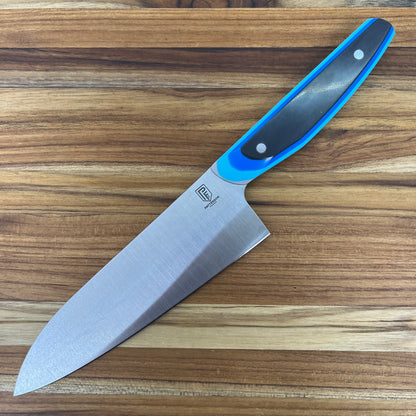 Patterson Forge Semi-Custom 165mm (6.5") Santoku w/ Retro Blue TRD G10 Handle