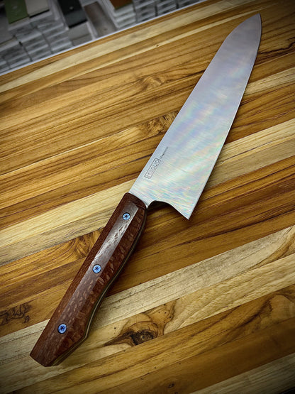 Meglio 10" Satin Semi-custom Magnacut Gyuto 2.0 Kiritsuke with Leopard Wood Handles