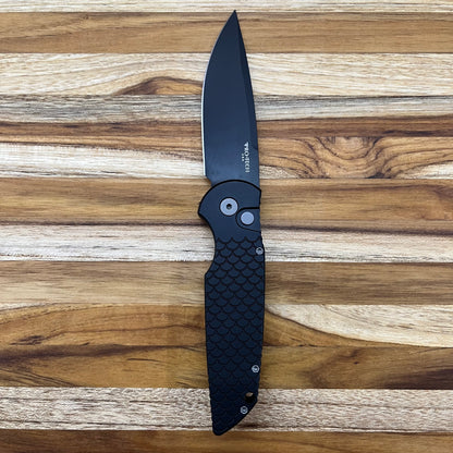 Pro-Tech TR-3 3.5" DLC Auto w/ Black Fishscale Handle