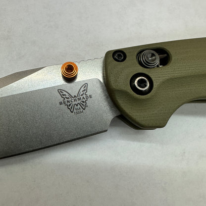 Benchmade Mini Taggedout 3" Folding Knife w/ OD Green G10 Handle