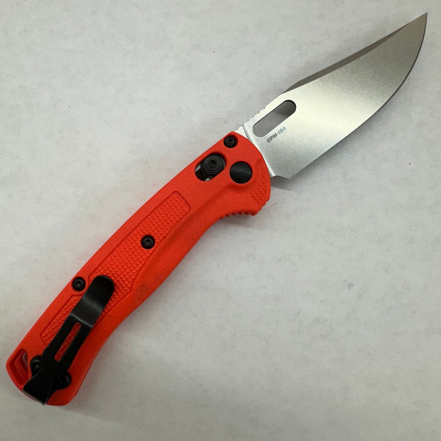 Benchmade Mini Taggedout 3" Folding Knife w/ Orange Grivory Handle