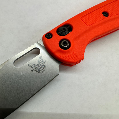 Benchmade Mini Taggedout 3" Folding Knife w/ Orange Grivory Handle