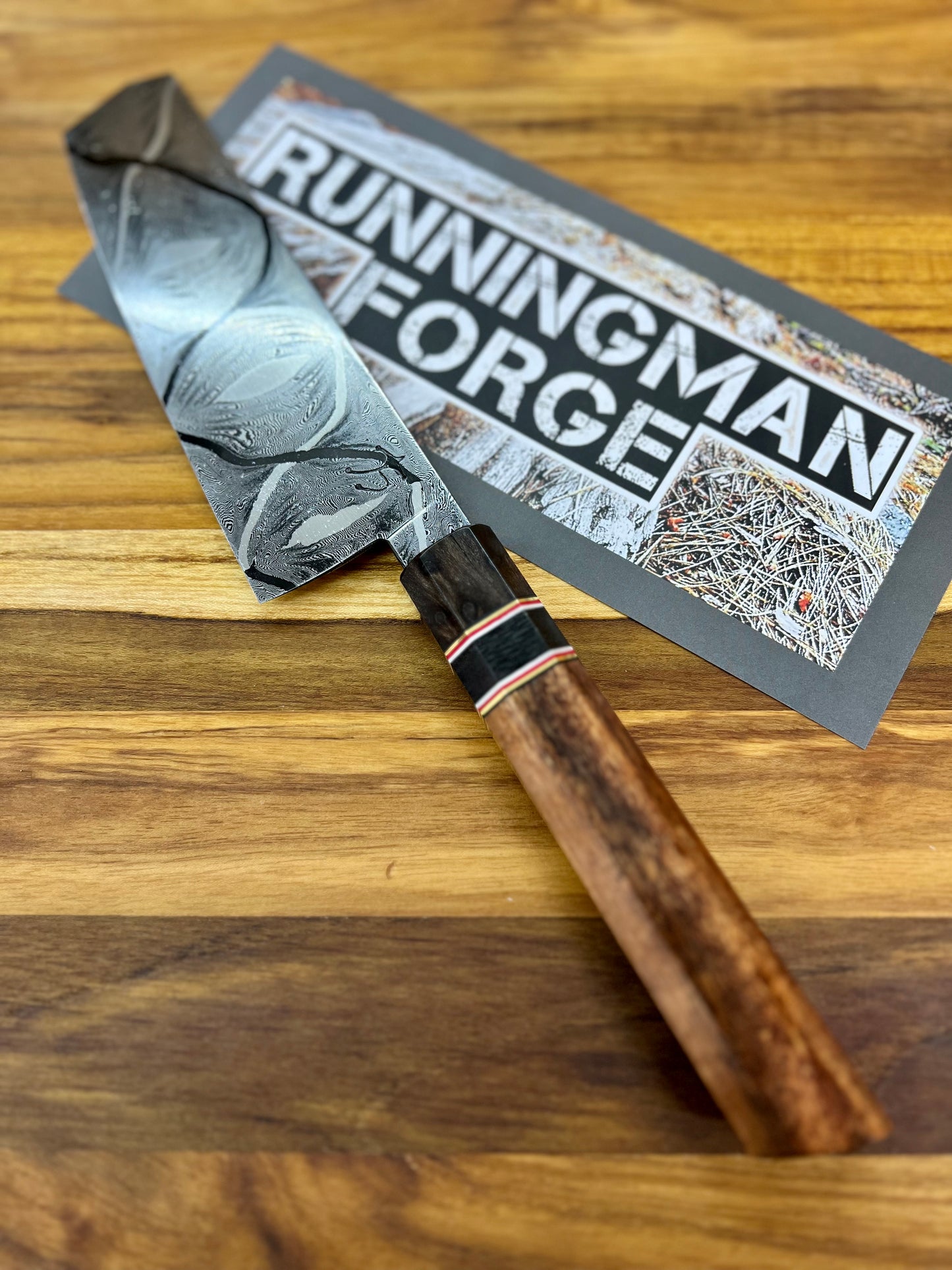 Running Man Forge 6.5" Custom Damascus Nakiri