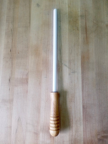 PEC Fine Ceramic 12" Honing Rod w/ Natural Wood Handle