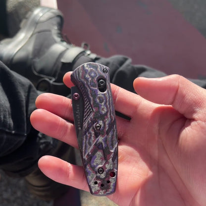 Benchmade *Limited Edition* Gold Class Mini Barrage 3" Folding Knife w/ Purple Haze FATCarbon Handle