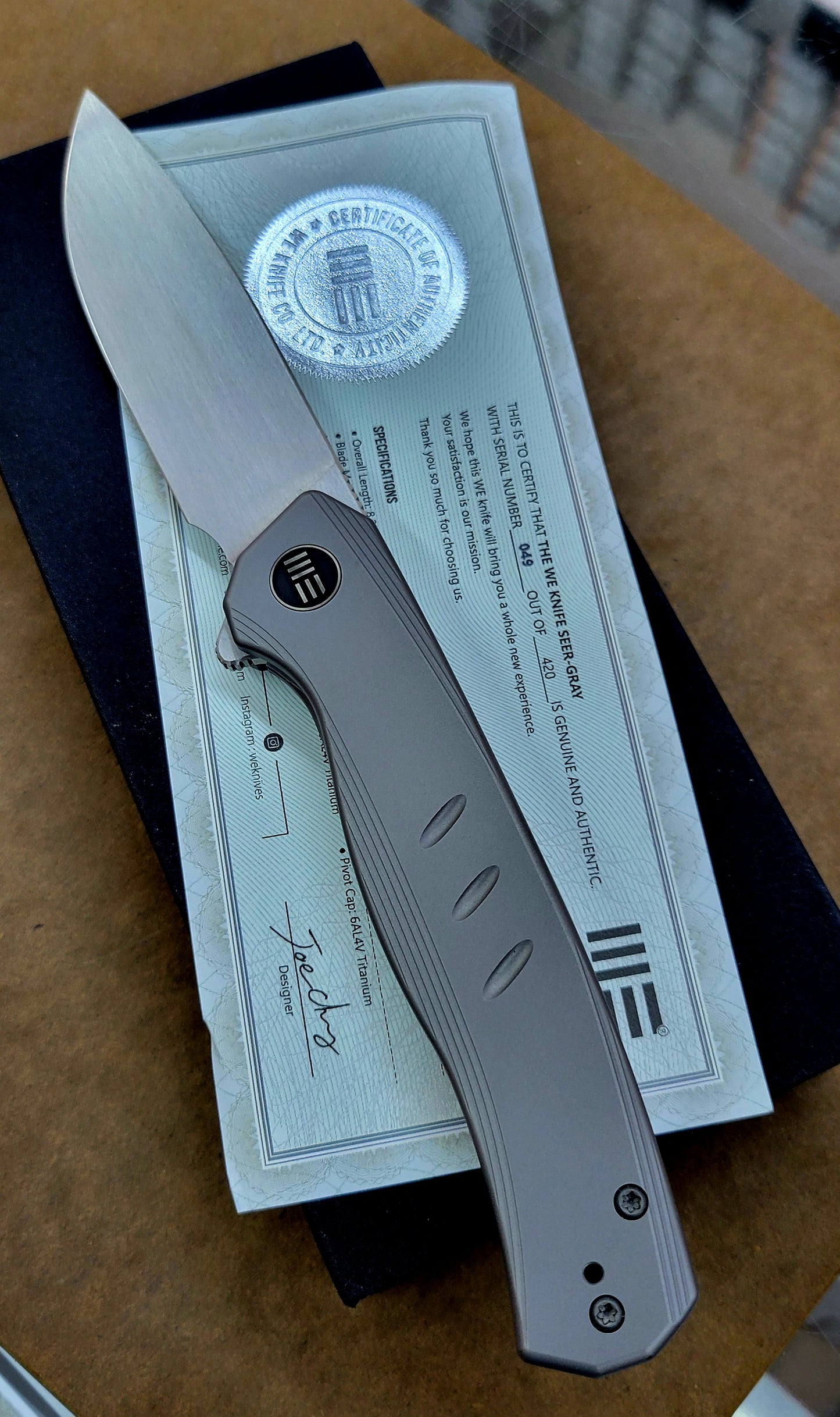 We Knife 20015-3 LIMITED EDITION Titanium Seer