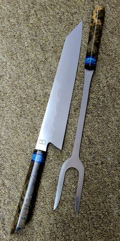 Baldwin Blades 10" Sujihiki and Fork Set with Birch Burl