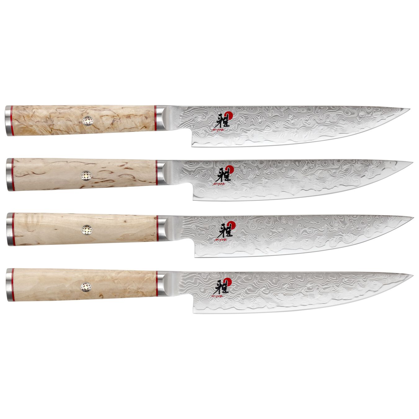 Miyabi Birchwood 4pc Steak Knife Set w/ Bamboo Box