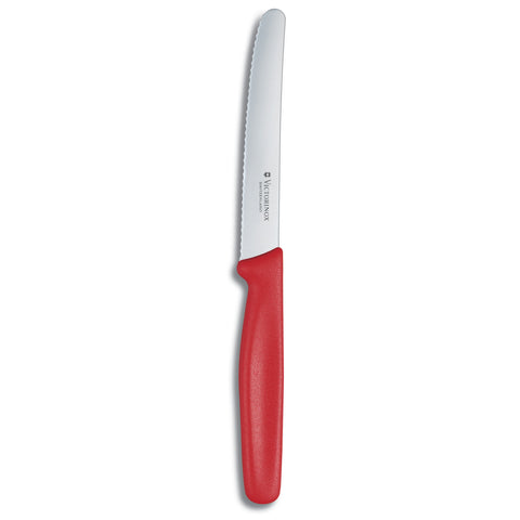 Victorinox 4.5" Serrated Steak Knife w/ Round Tip & Red Handle