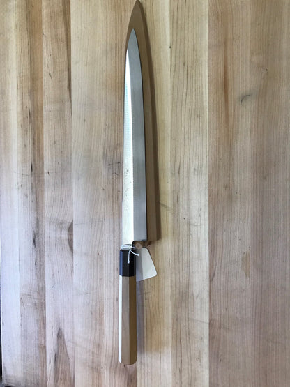 Kikuichi Honyaki White 270mm (10.5") Mirror Polish Yanagi w/ Saya