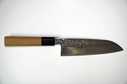 Kikuichi 67 Layer Mirror Damascus Tsuchime 165mm (6.5") Santoku